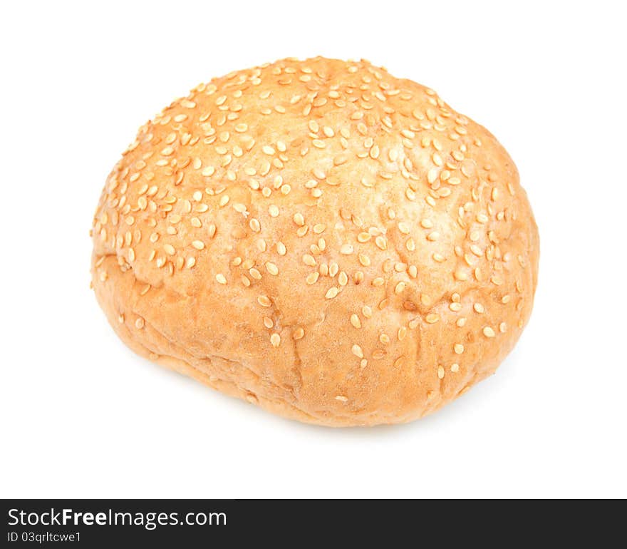 Bun with sesame on the white background