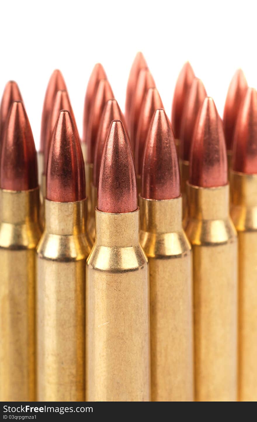 Several ammo for the automatic weapons on a white background