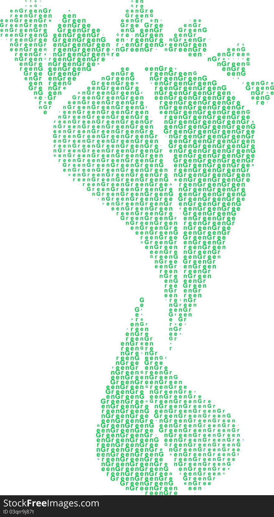 A Clever Vector Illustration of a Eco Footprint made up from the word Green. A Clever Vector Illustration of a Eco Footprint made up from the word Green