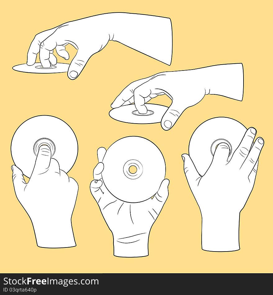 Human hands with CDs