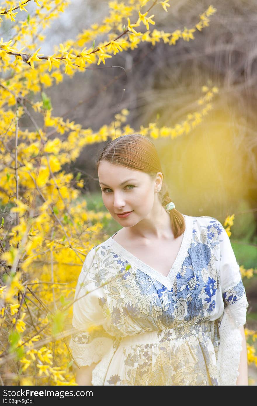 Closeup portrait of young beutiful girl outdoors