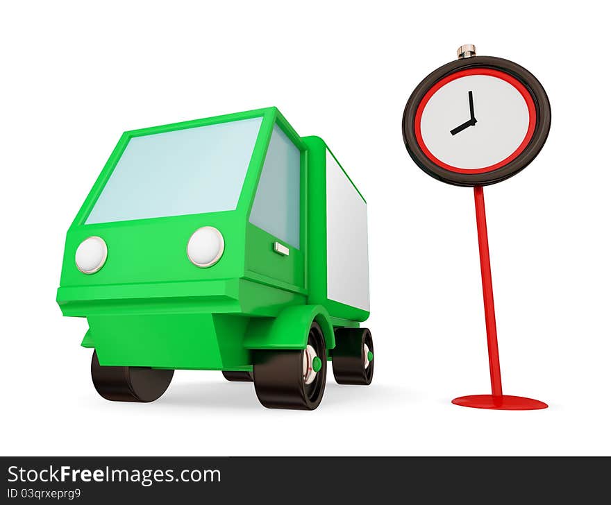 Green truck and red timer.