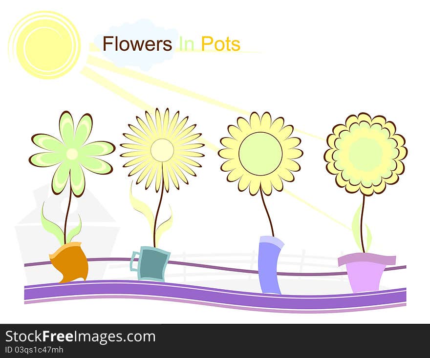 Illustration of four colors in a pot. Illustration of four colors in a pot