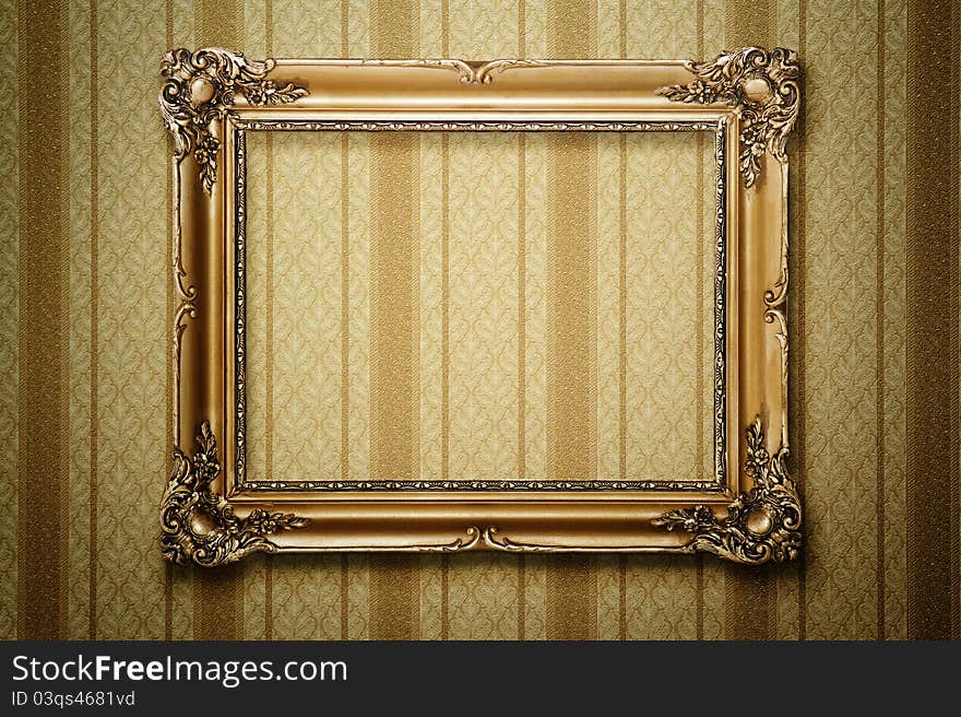 Antique gold picture frame with clipping path