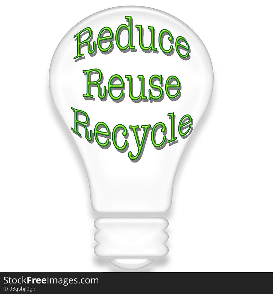 Light bulb with recycle theme