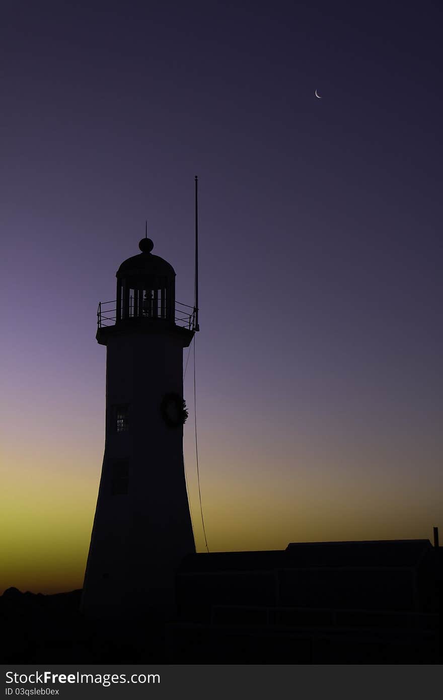 Old Scituate Lighthouse Silhouette at Dawn