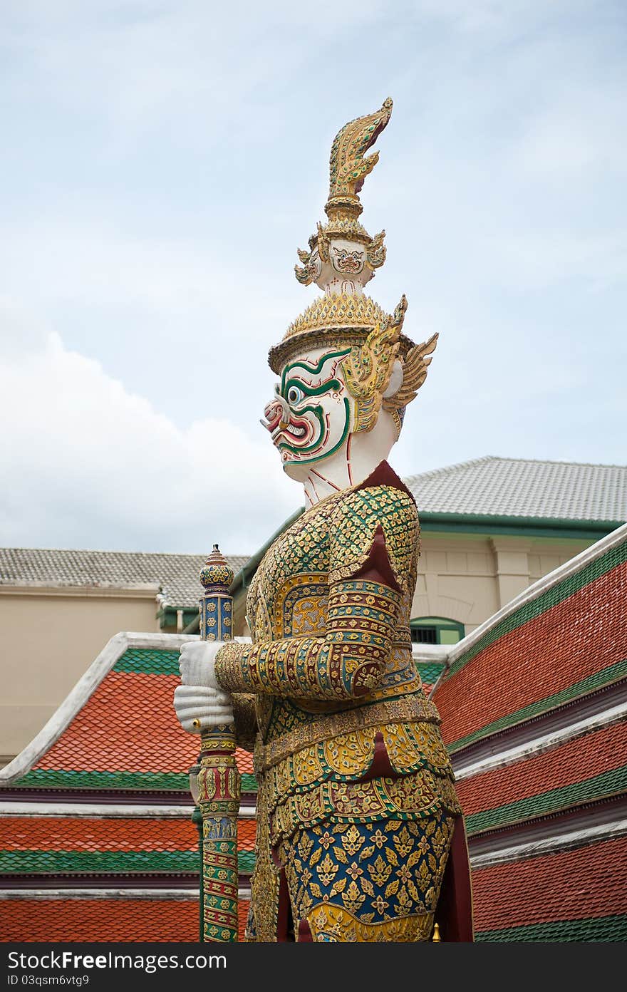 A huge warrior statue from the Grand Palace in Bangkok, Thailand. A huge warrior statue from the Grand Palace in Bangkok, Thailand