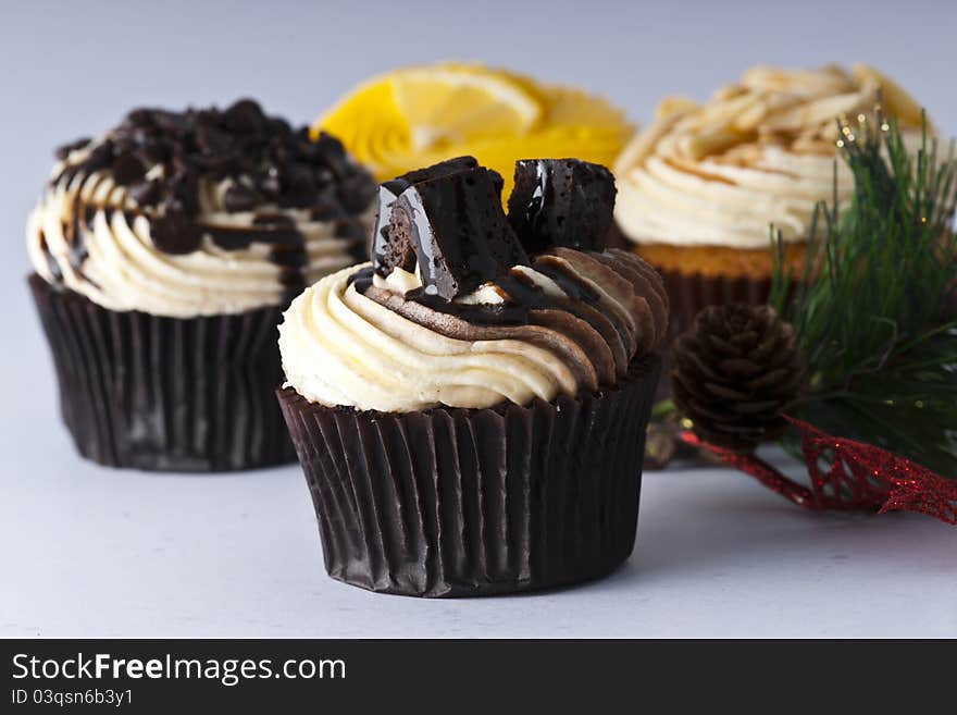 A Luxury Cup Cake and  Brownie topping. A Luxury Cup Cake and  Brownie topping