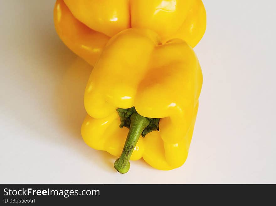 Fresh yellow pepper in the summer and autumn