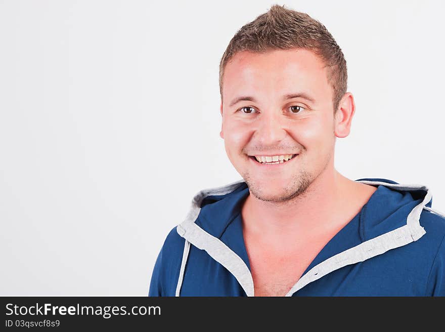 Portrait Of Happy Smiling Man,  On White.