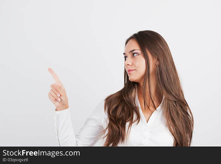 Portrait of young happy smiling business woman