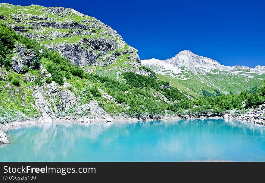 A beautiful lake amohg the rocky mountains. A beautiful lake amohg the rocky mountains