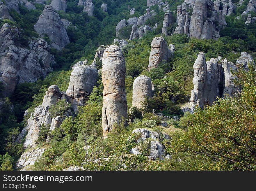 Rocks in the Crimean valley. Rocks in the Crimean valley