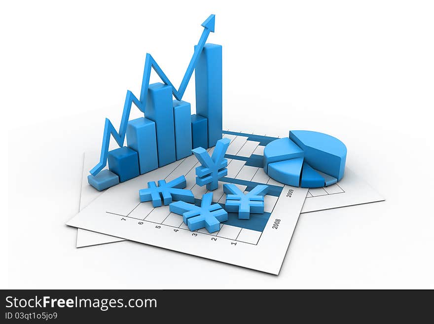 3d illustration of Business graph