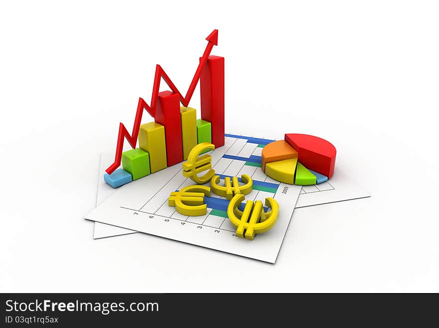 3d illustration of Business graph