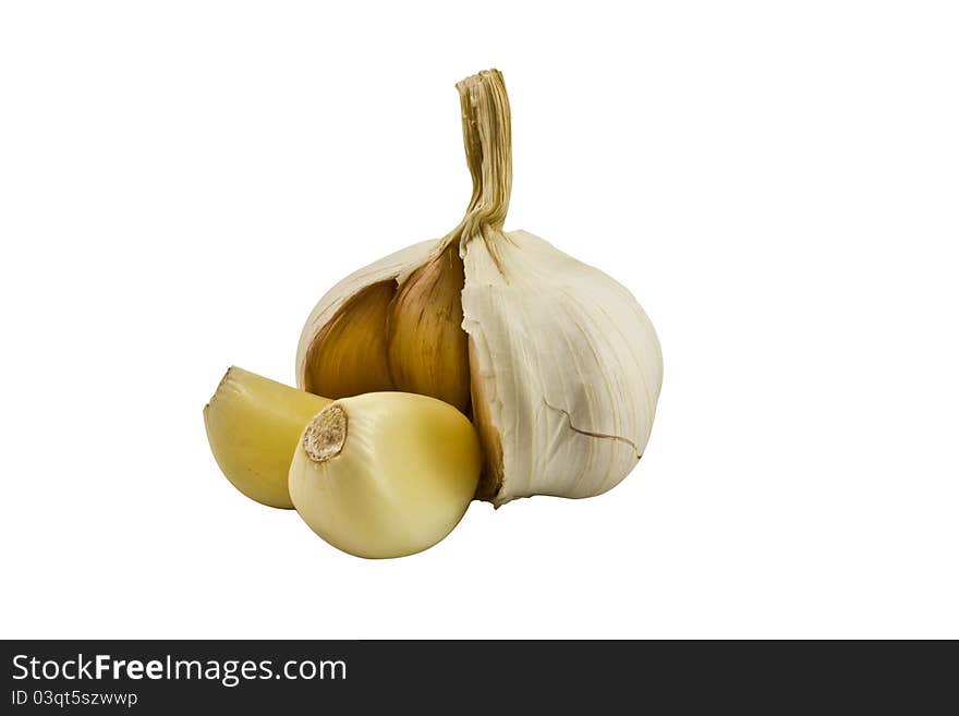 Garlic on the white background