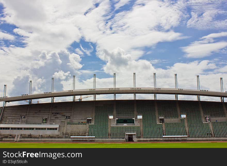 Unfinish building stadium with beautiful sky. Unfinish building stadium with beautiful sky