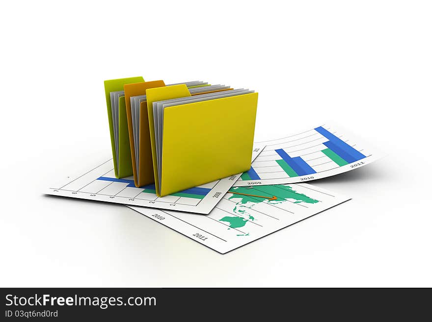 3d illustration of folders in white background. 3d illustration of folders in white background