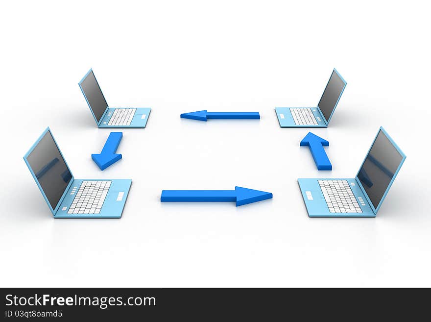 3d illustration of Computer network