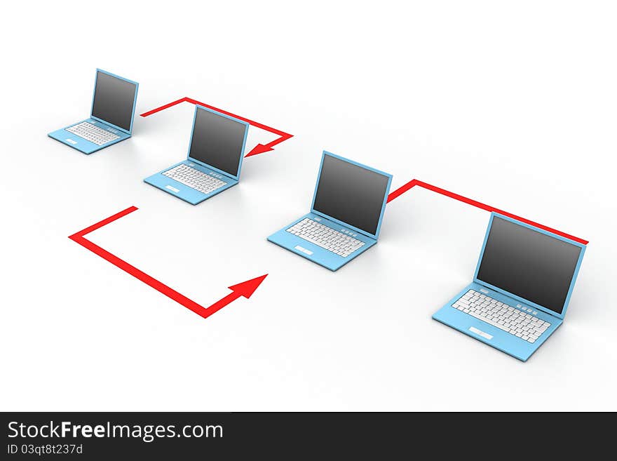 3d illustration of Computer network