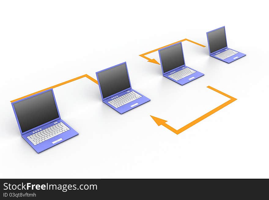 3d illustration of Computer network