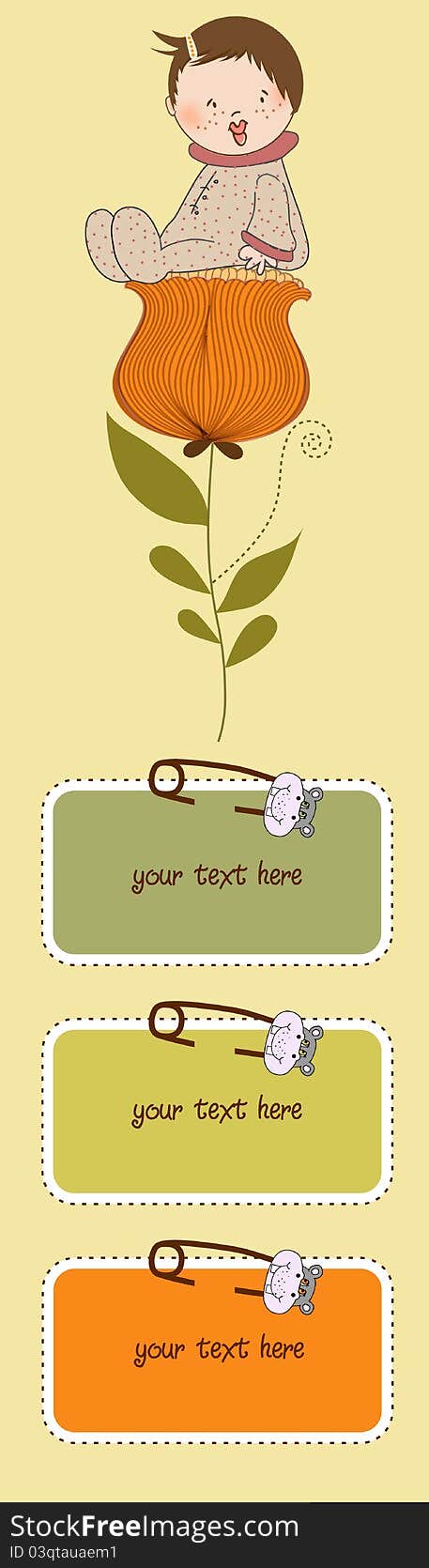 Card With A Baby Sitting On A Flower