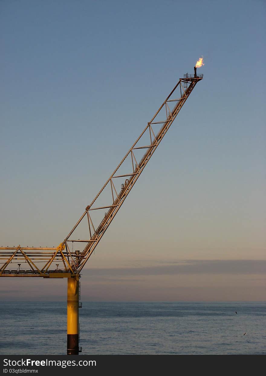 A large North Sea oil rig/platform flare. A large North Sea oil rig/platform flare