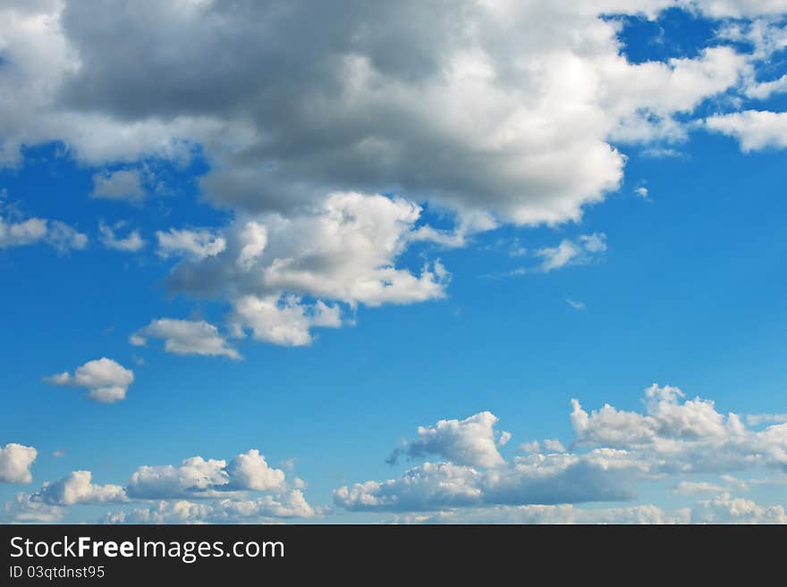 Beautiful summer sky with white cumulus clouds. Beautiful summer sky with white cumulus clouds