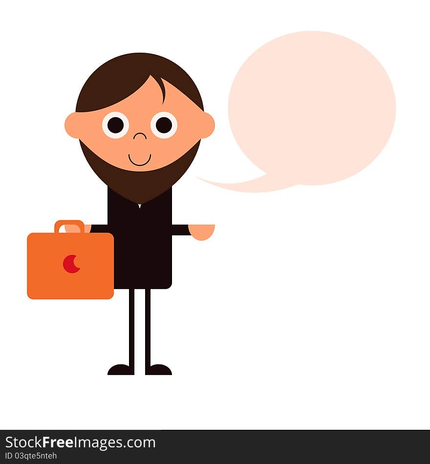 Cute cartoon businessman illustration with speech bubble