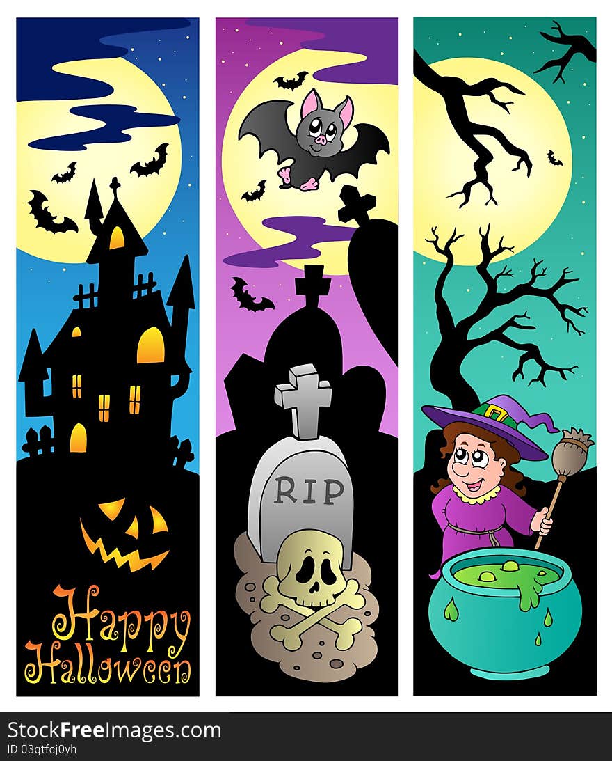 Halloween banners set 6 - vector illustration.