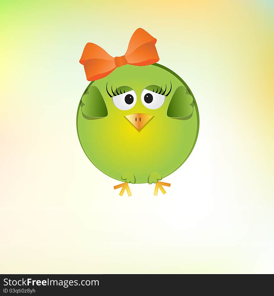 Cute little girl bird with romantic eyes