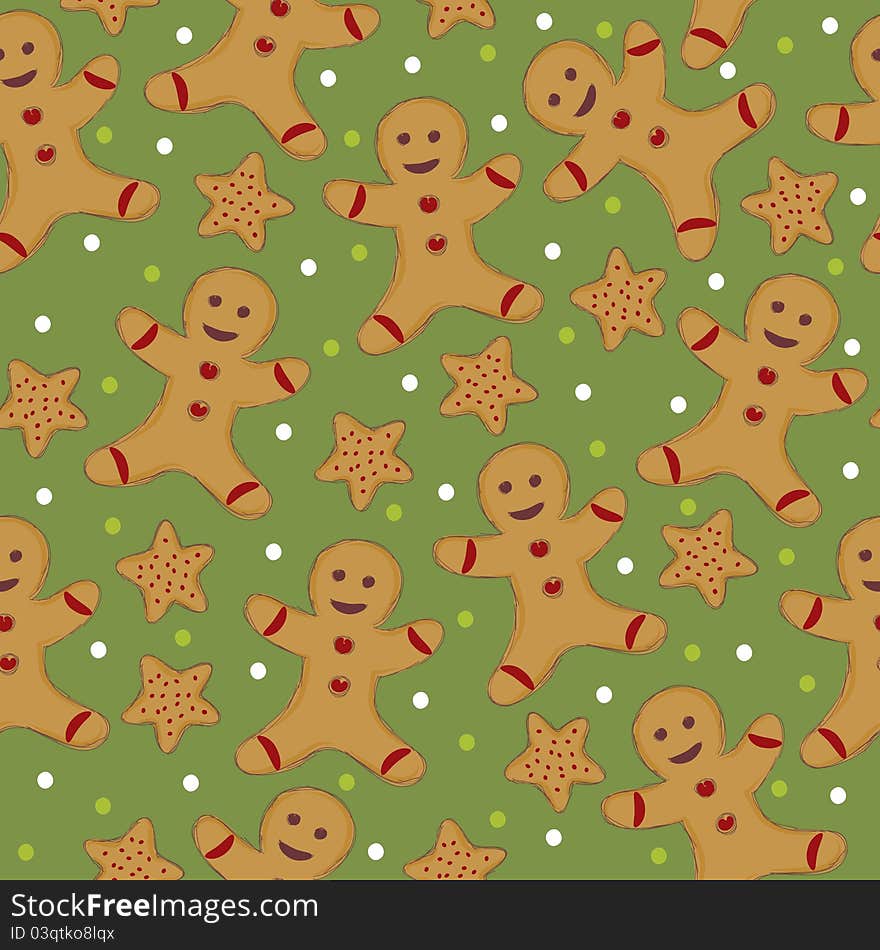 Seamless wallpaper with cookie man