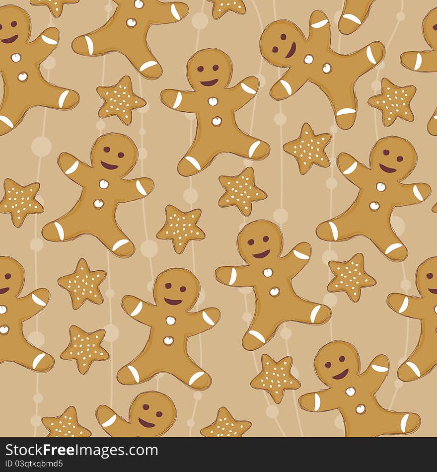 Seamless wallpaper with cookie man