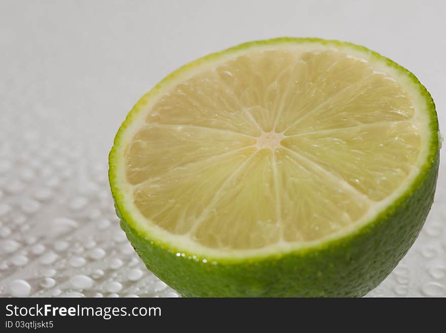 Lime with water drops