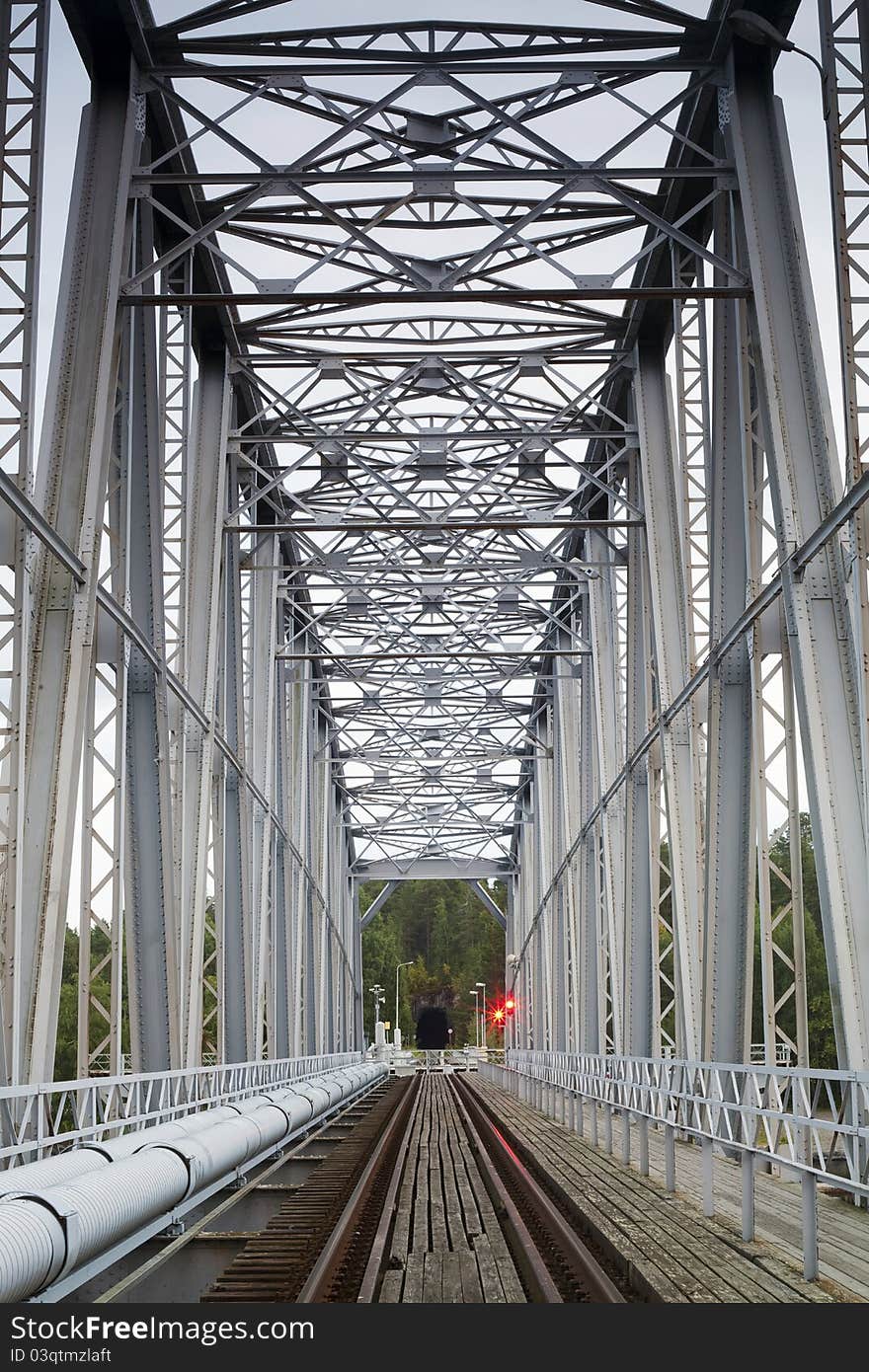 Railway bridge over the lake. Railway bridge over the lake