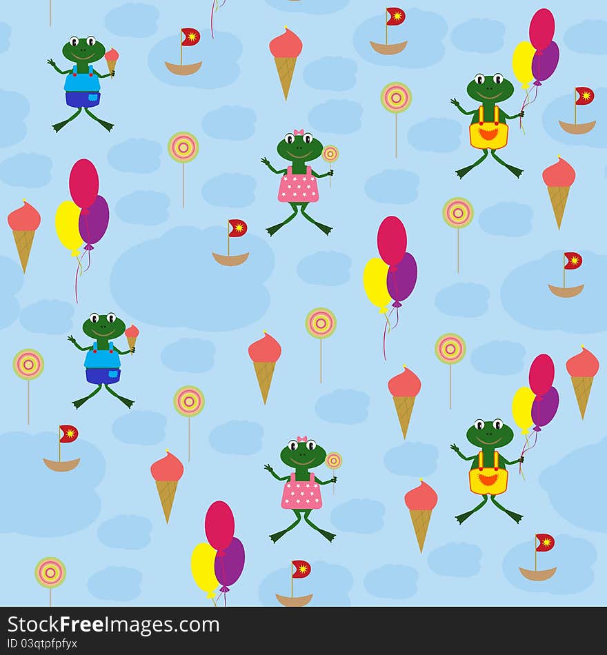 Seamless baby background with cartoon drawings