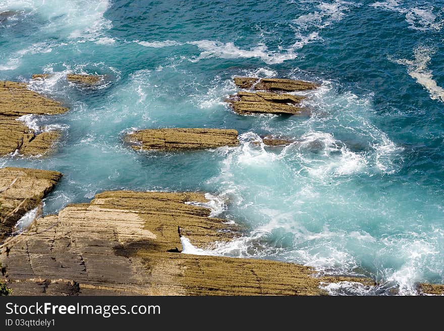 View of a piece of Euskadi rough sea.