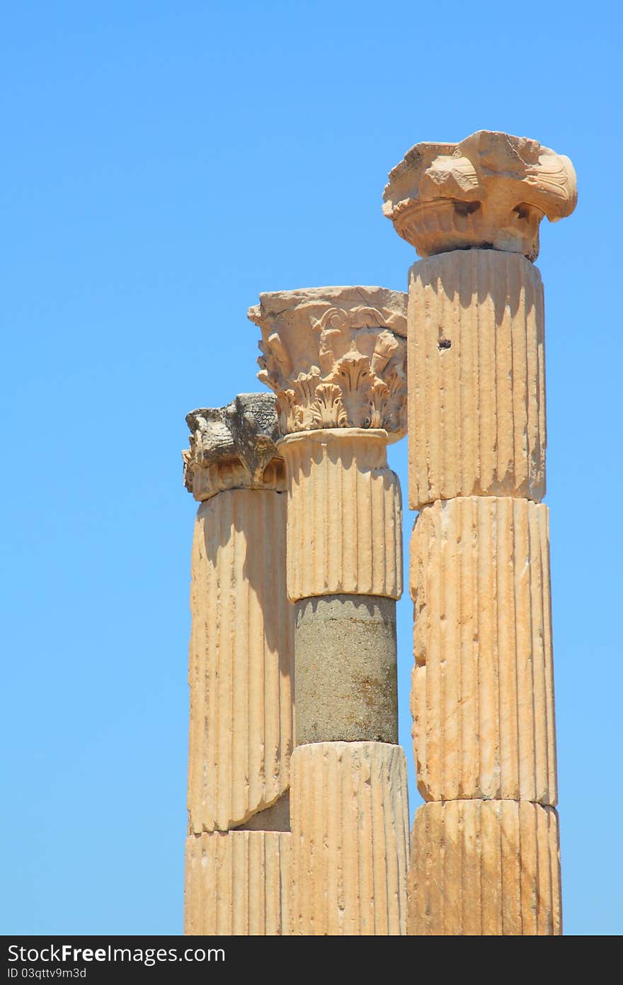 Antique columns in a city in the Efes, Turkey