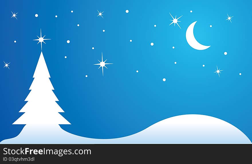 A vector illustration of winter night. A vector illustration of winter night