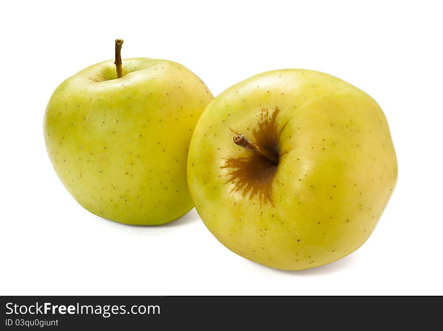 Two apples against white background