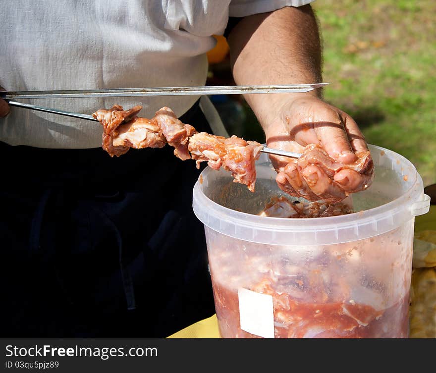 Preparation of shashlik