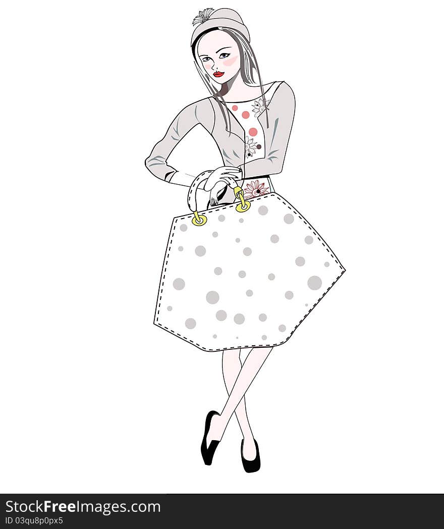 Fashion girl in retro style