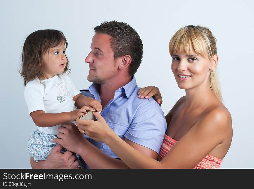 A Happy Family On White Background.