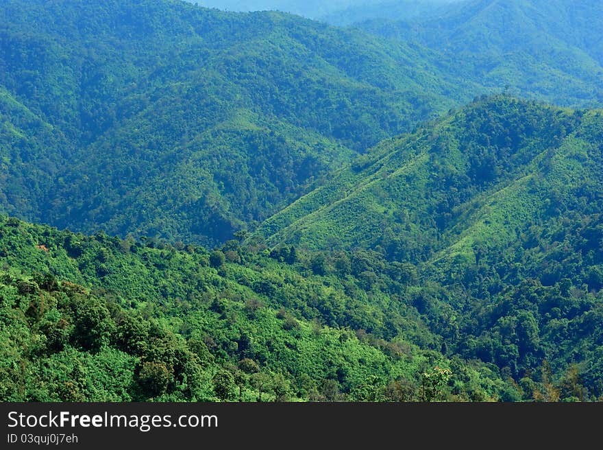 Top view of Mountain, Khao chang puak, Kanchanaburi, Thailand