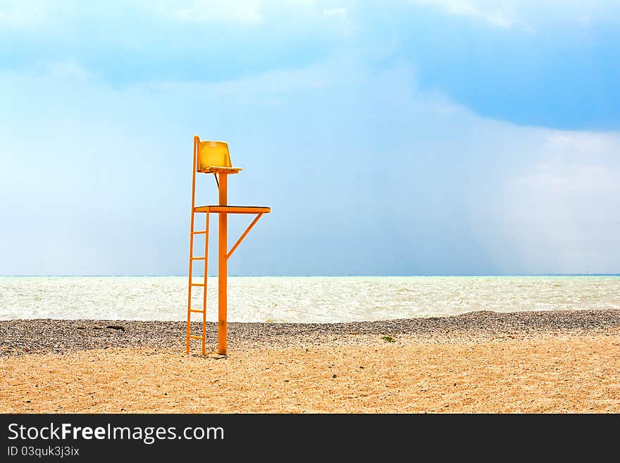 Chair referee in the playground on the beach