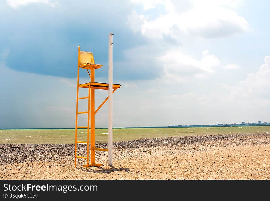 Chair referee in the playground on the beach