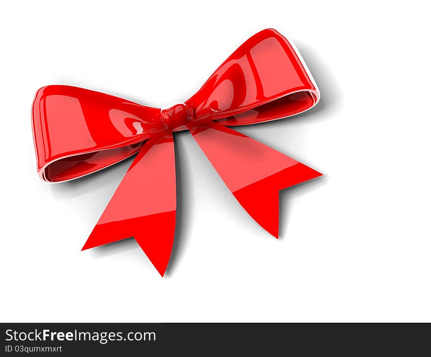 Red bow isolated on white background