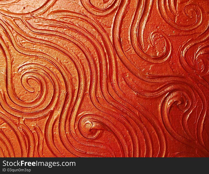 Free- form design texture on red canvas background