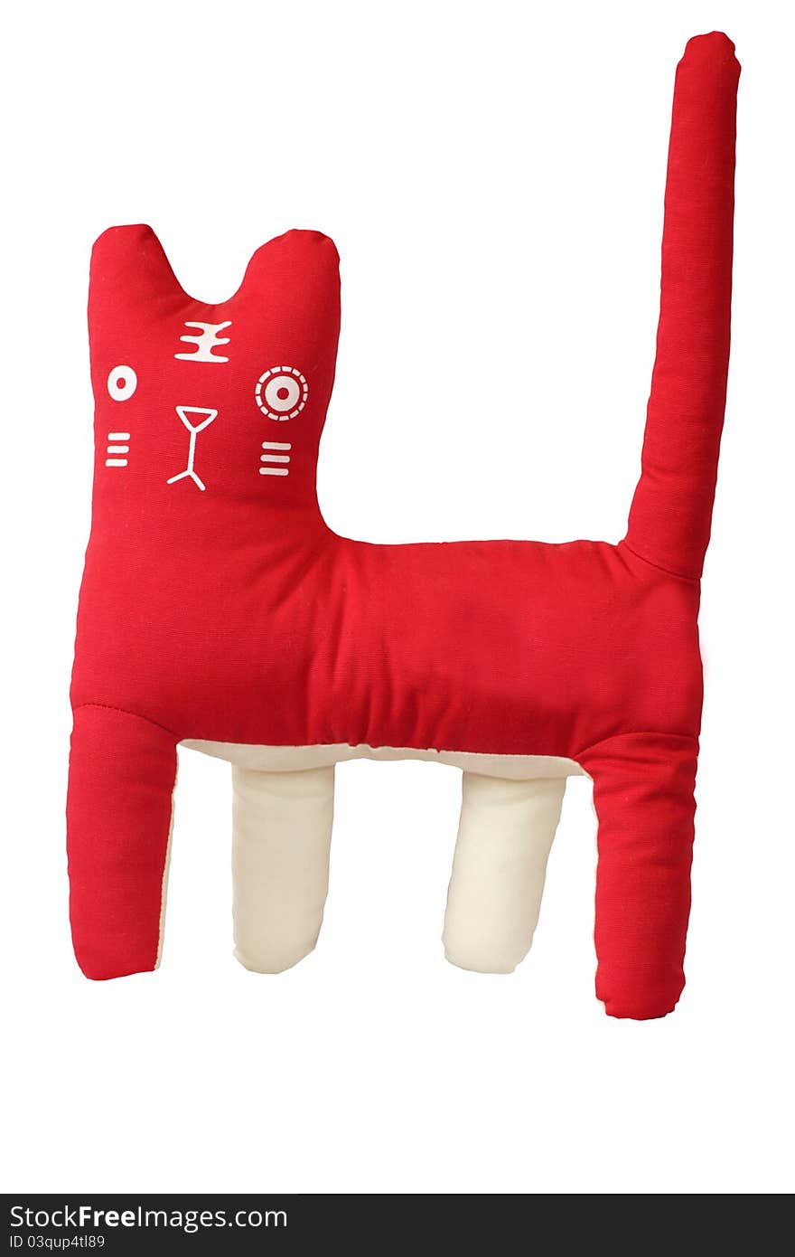 Red happy cat toy pillow