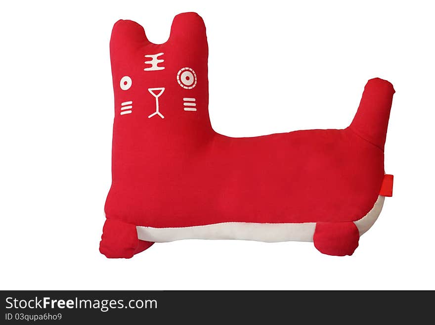 Red happy cat toy pillow